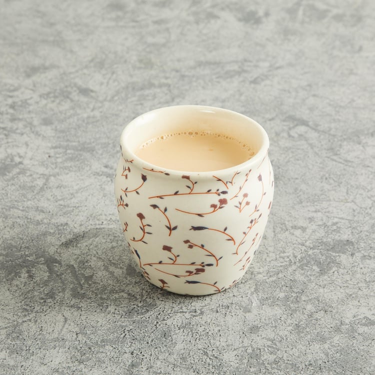 Fiesta Cream Printed Kulhad- Stoneware 