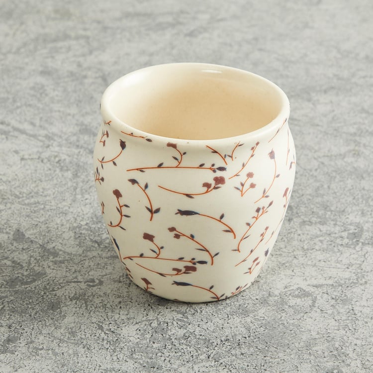 Fiesta Cream Printed Kulhad- Stoneware 