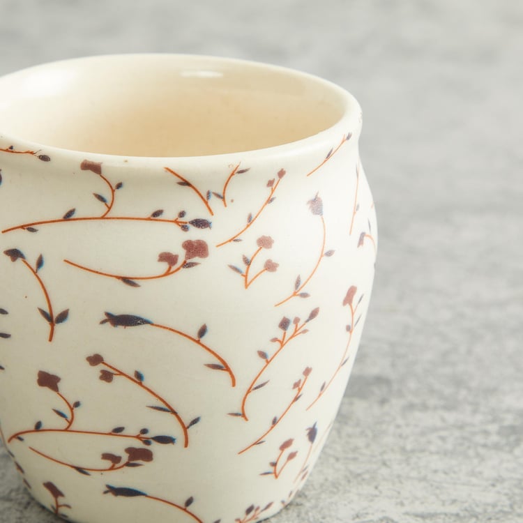 Fiesta Cream Printed Kulhad- Stoneware 