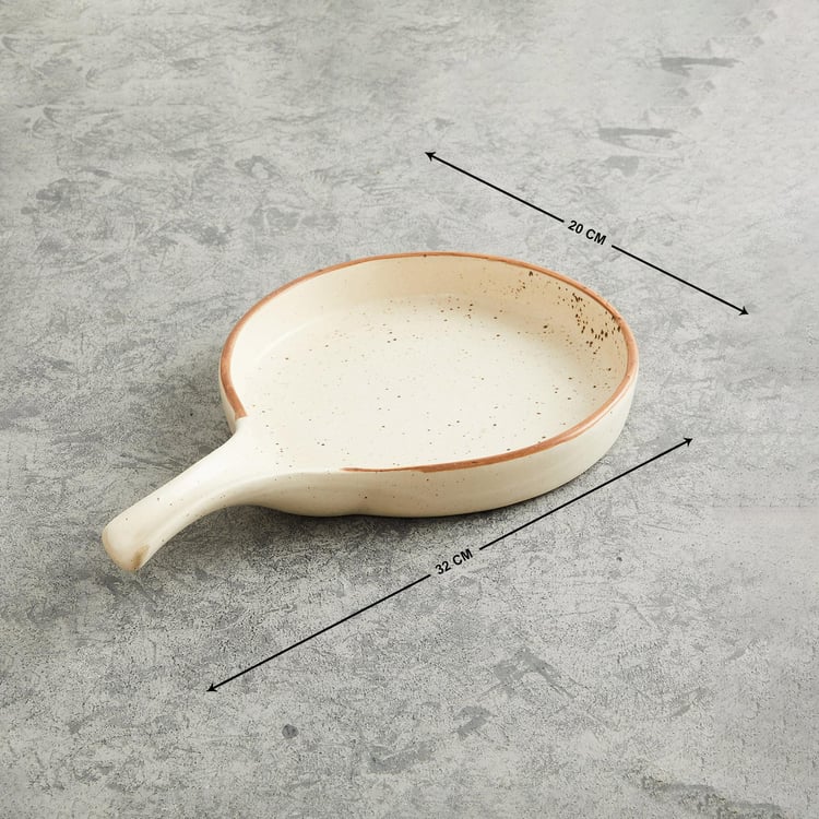 Fiesta Off-White Textured Stoneware Serving Platter- 32 x 20 cm