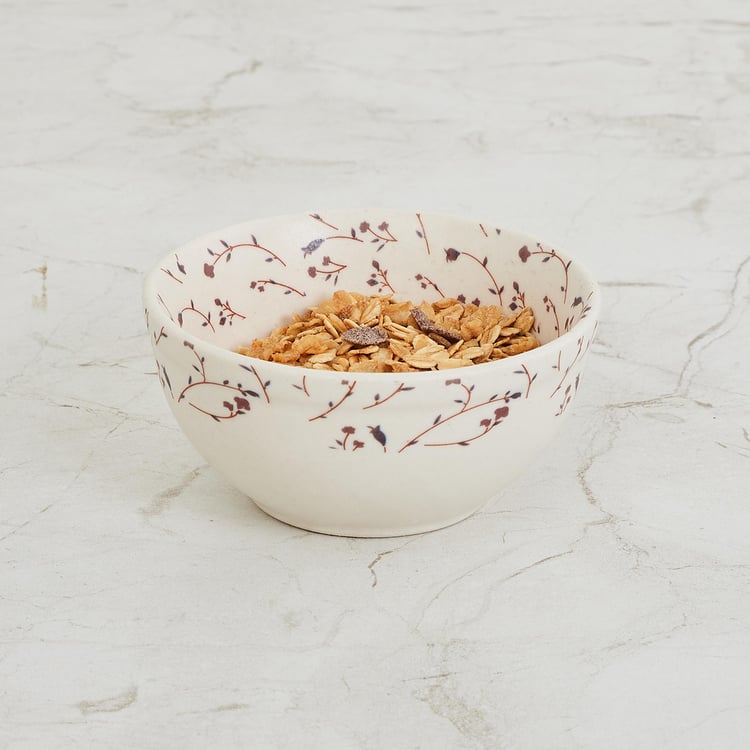 Fiesta Cream Printed Katori- Stoneware- Microwave Safe - 11X5.7 Cm