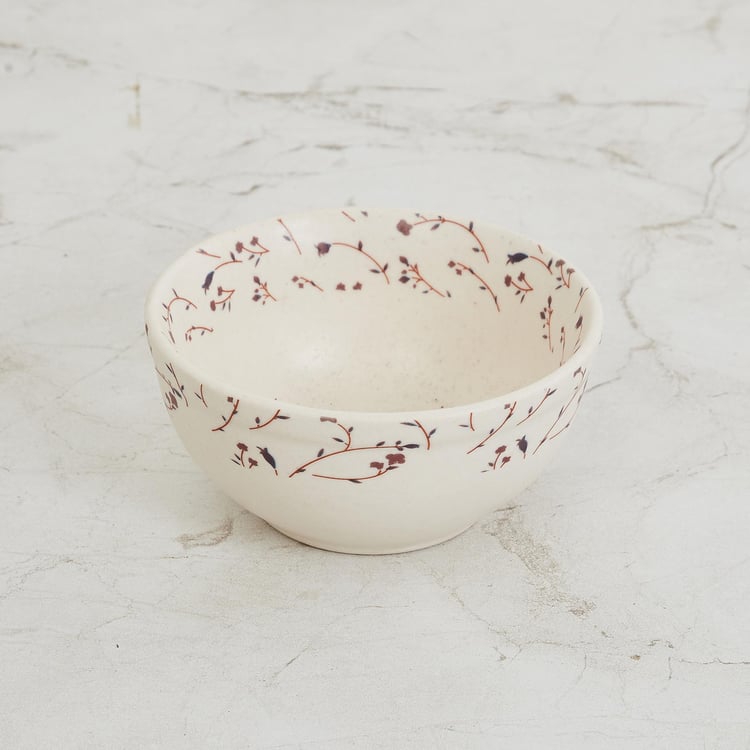 Fiesta Cream Printed Katori- Stoneware- Microwave Safe - 11X5.7 Cm