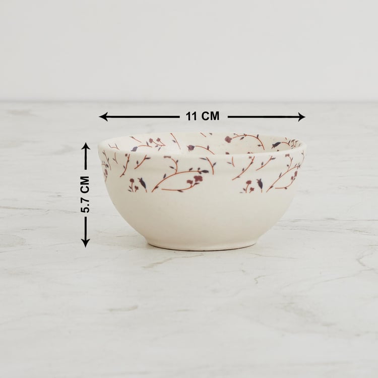 Fiesta Cream Printed Katori- Stoneware- Microwave Safe - 11X5.7 Cm