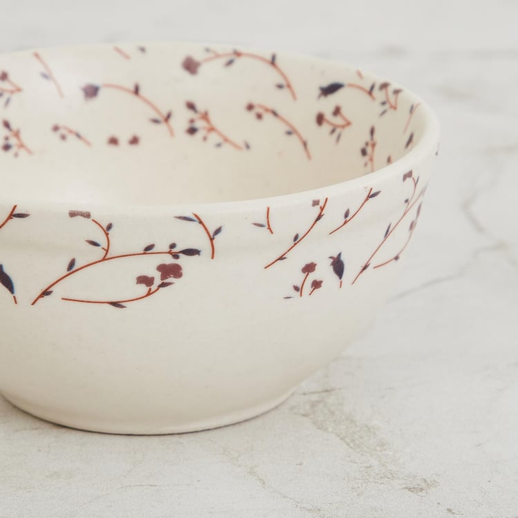 Fiesta Cream Printed Katori- Stoneware- Microwave Safe - 11X5.7 Cm