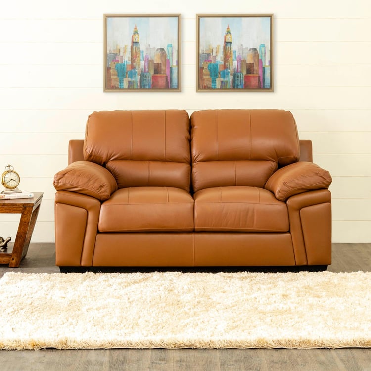 Diana Half Leather 2-Seater Sofa - Brown