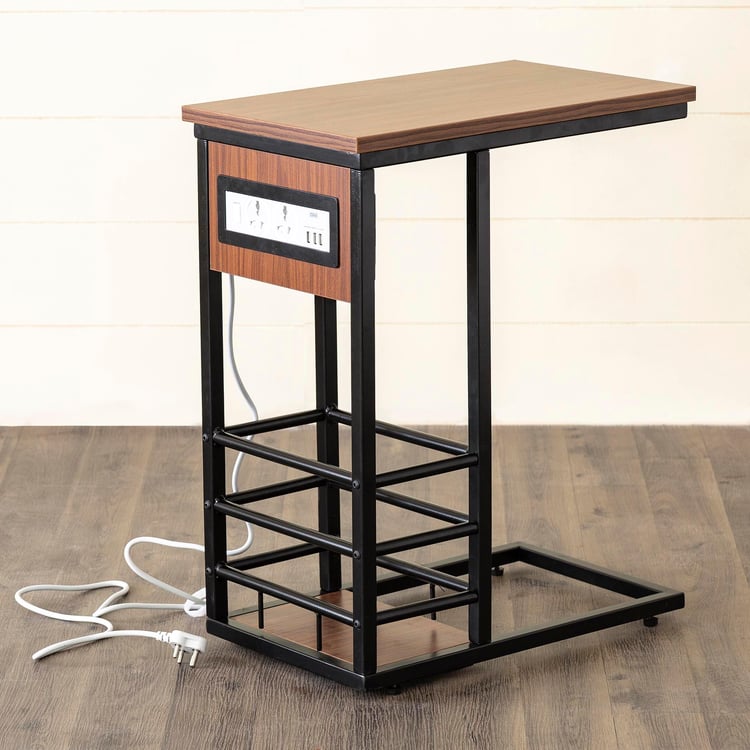 Helios Power Table with USB Socket - Brown