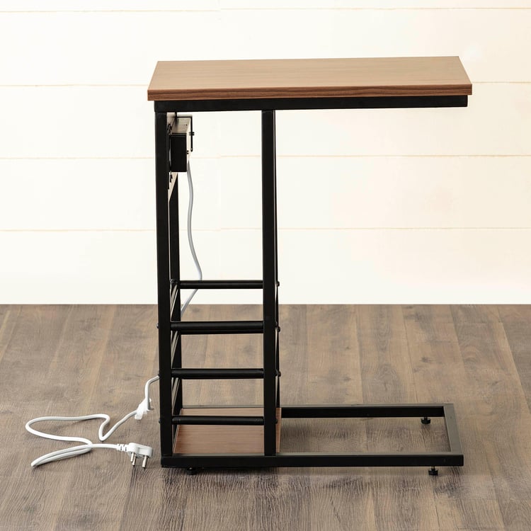 Helios Power Table with USB Socket - Brown