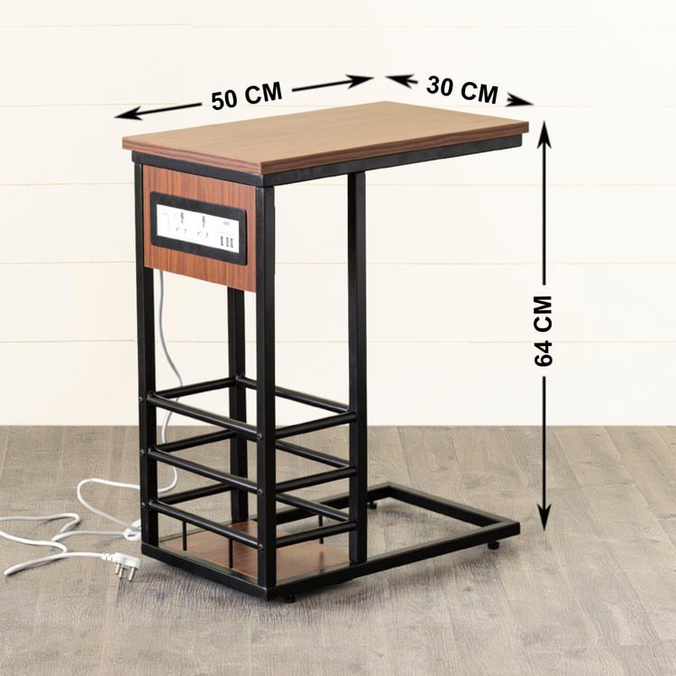 Helios Power Table with USB Socket - Brown