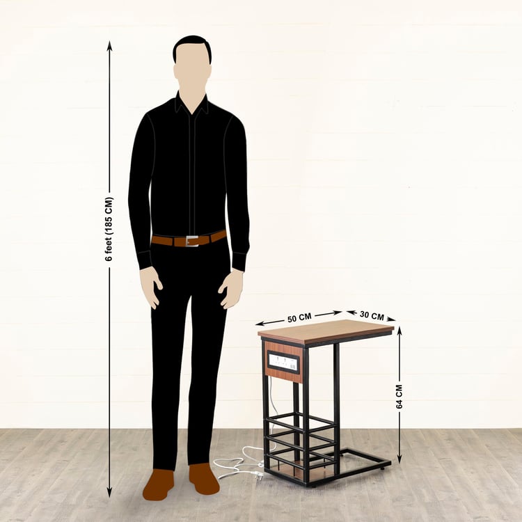 Helios Power Table with USB Socket - Brown