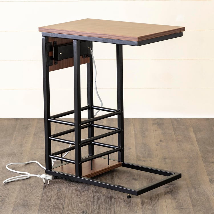 Helios Power Table with USB Socket - Brown