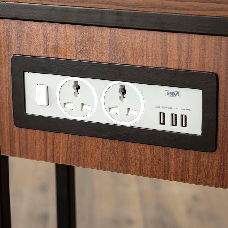 Helios Power Table with USB Socket - Brown