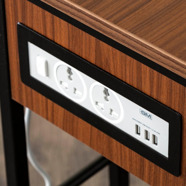 Helios Power Table with USB Socket - Brown