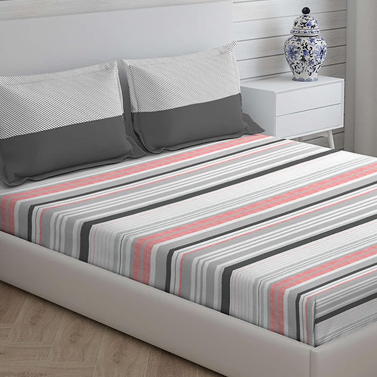 LAYERS Lombardy Multicolour Striped Cotton Bed-In-A-Bag Set - 4Pcs