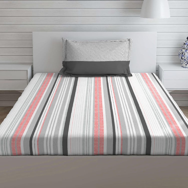 LAYERS Lombardy Multicolour Striped Cotton Bed-In-A-Bag Set - 4Pcs