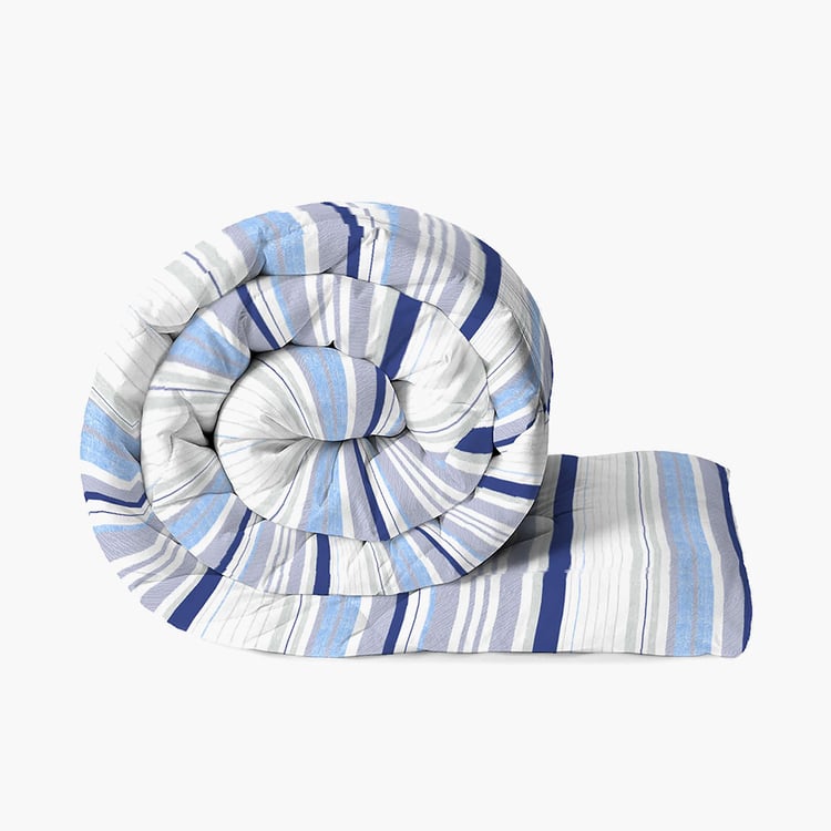 LAYERS Lombardy Blue Striped Cotton Queen Bed In A Bag - 4Pcs