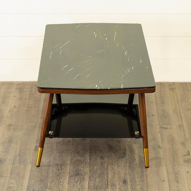 Noir Novelty Marble Finish Coffee Table - Black