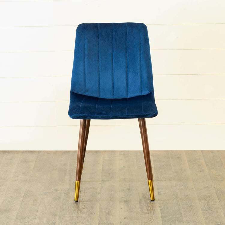 Noir Novelty Set of 2 Velvet Dining Chairs - Blue