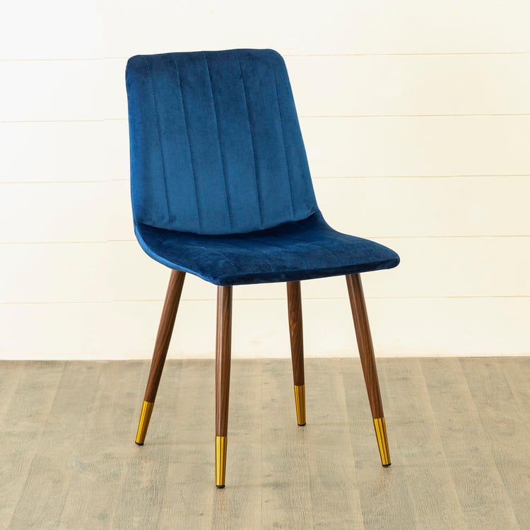 Noir Novelty Set of 2 Velvet Dining Chairs - Blue