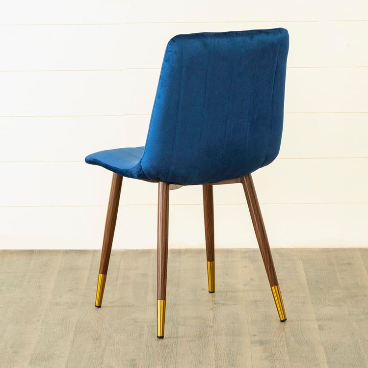 Noir Novelty Set of 2 Velvet Dining Chairs - Blue