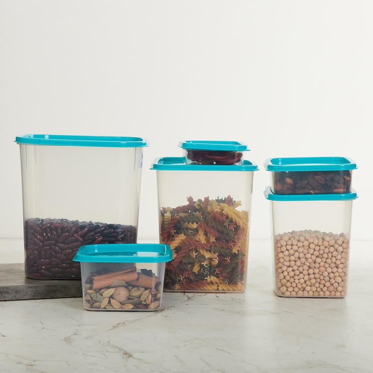 Fiesta Tall Transparent Storage Jars Polypropylene- Set Of 6