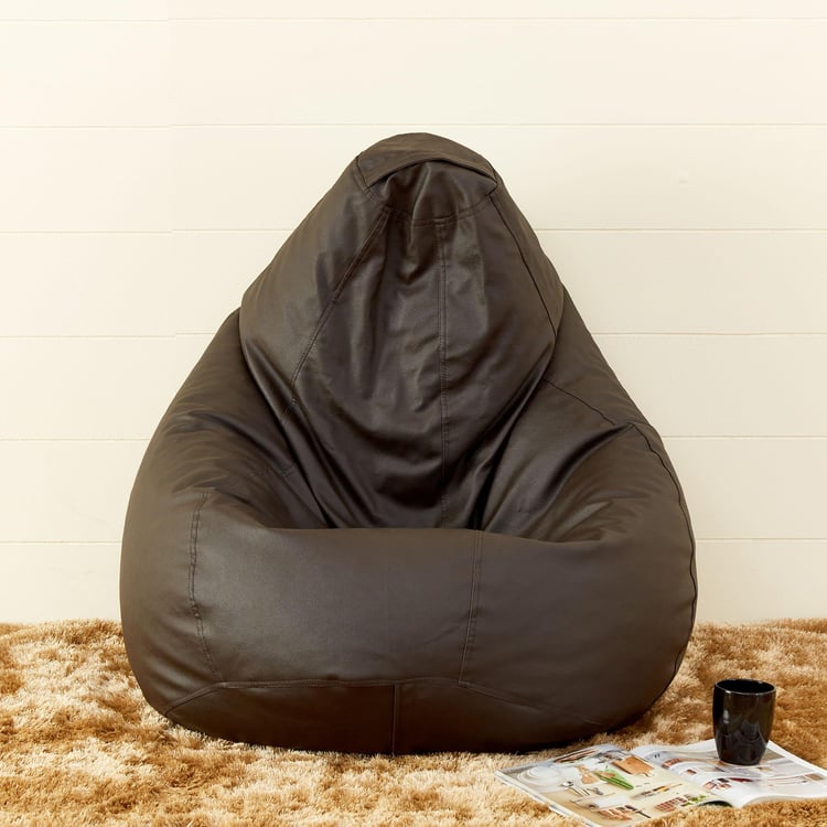 Flabby Faux Leather XXL Bean Bag with Beans - Brown