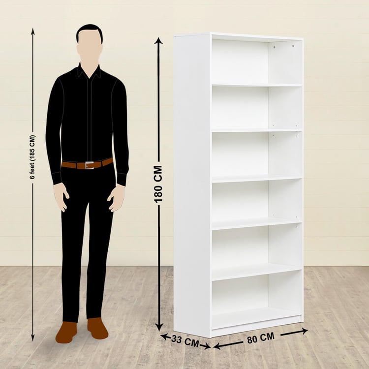 Helios Harpy White Engineered Wood Book Cabinet