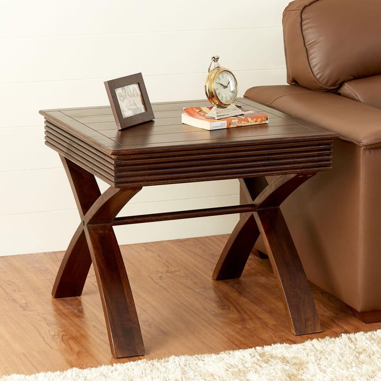 Flick Mango Wood End Table - Brown