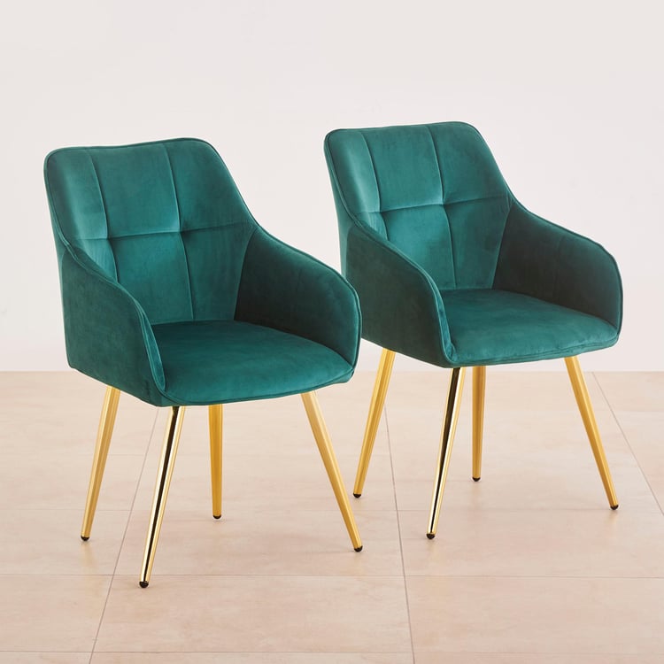 Bella Set of 2 Fabric Dining Chairs - Green