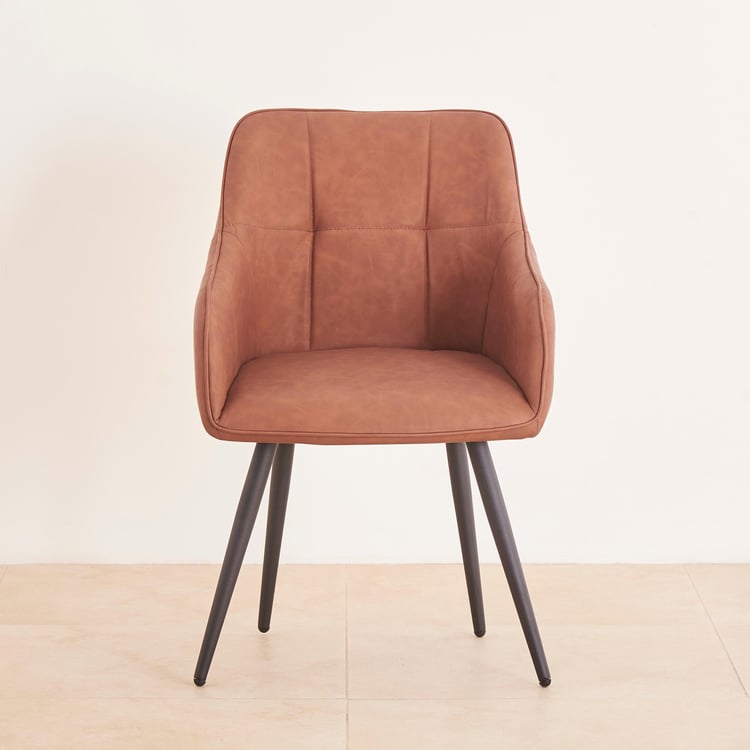 Drago Set of 2 Faux Leather Dining Chairs - Brown