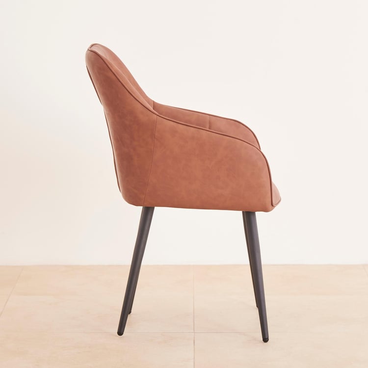 Drago Set of 2 Faux Leather Dining Chairs - Brown