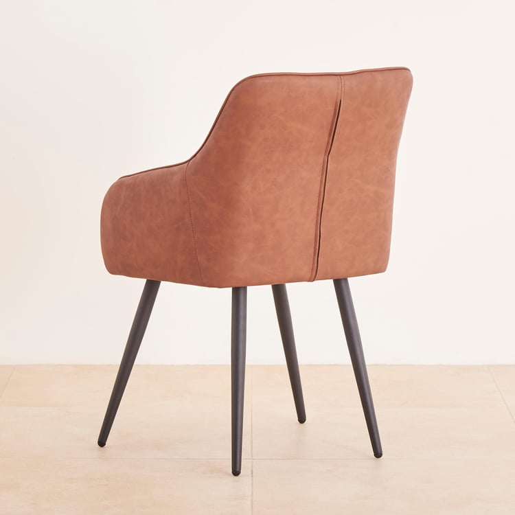 Drago Set of 2 Faux Leather Dining Chairs - Brown