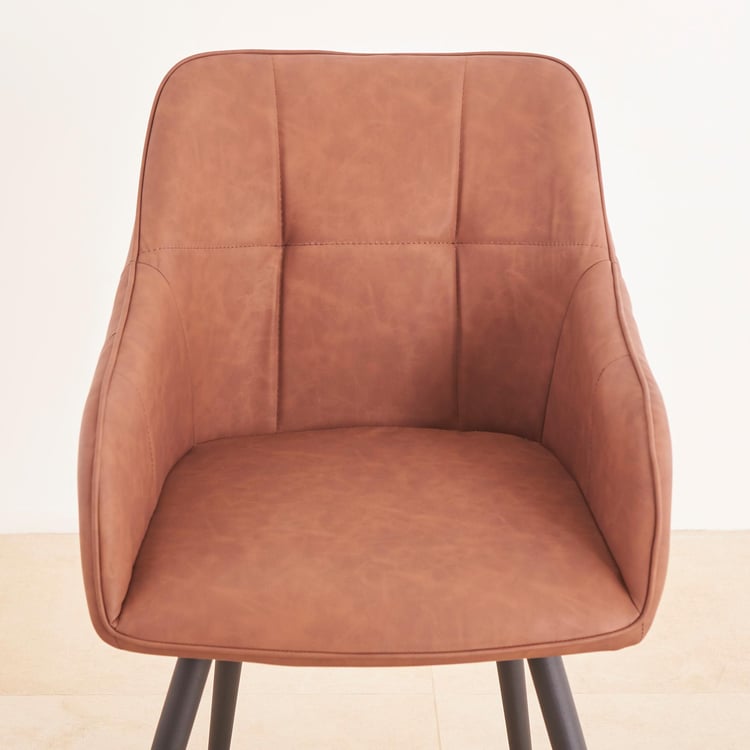 Drago Set of 2 Faux Leather Dining Chairs - Brown