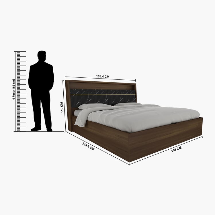 Noir Novelty Oliver Queen Bed With Hydraulic Storage - 163 x 219 cm