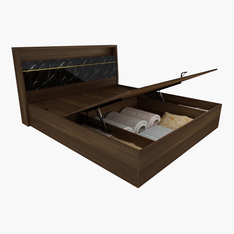 Noir Novelty Oliver Queen Bed With Hydraulic Storage - 163 x 219 cm