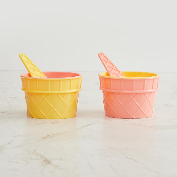 Bakers Pride Set of 2 Polystyrene Ice Cream Cups with Spoon - 185ml