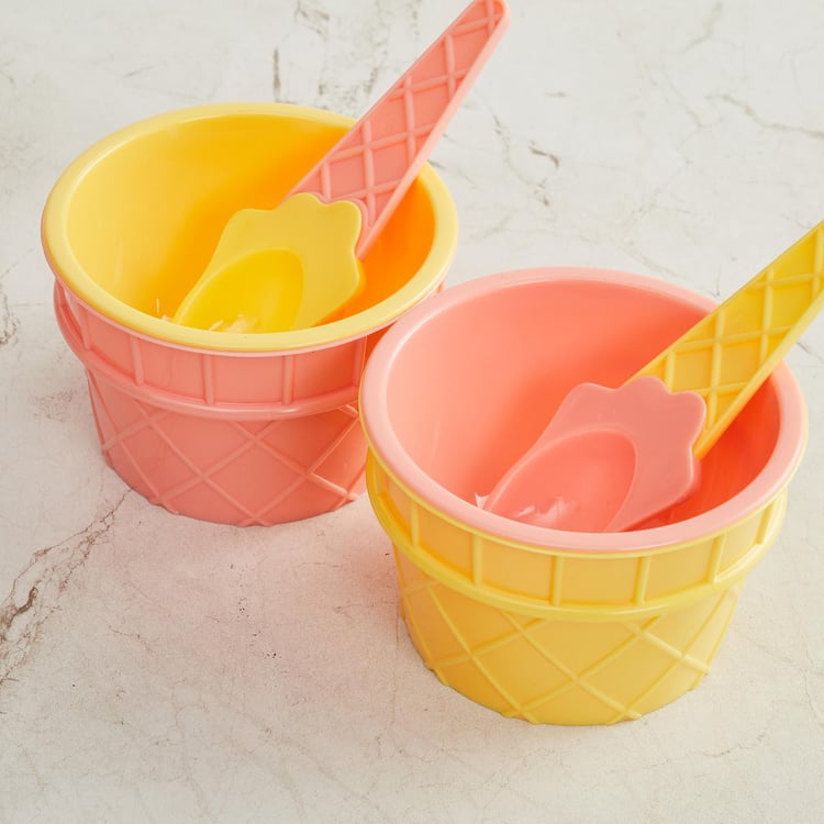 Bakers Pride Set of 2 Polystyrene Ice Cream Cups with Spoon - 185ml