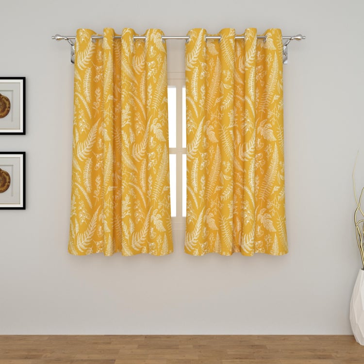 Juniper Printed Micro Yellow Window Curtain- Set of 2- 110x160cm