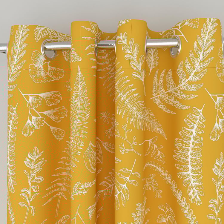 Juniper Printed Micro Yellow Window Curtain- Set of 2- 110x160cm