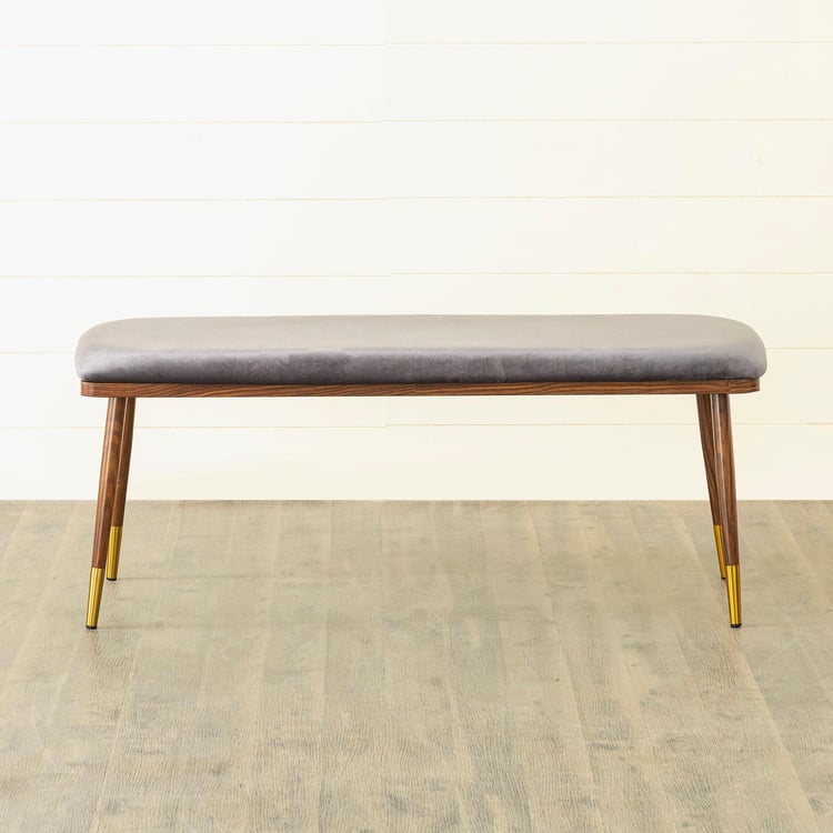 Noir Velvet Dining Bench - Grey
