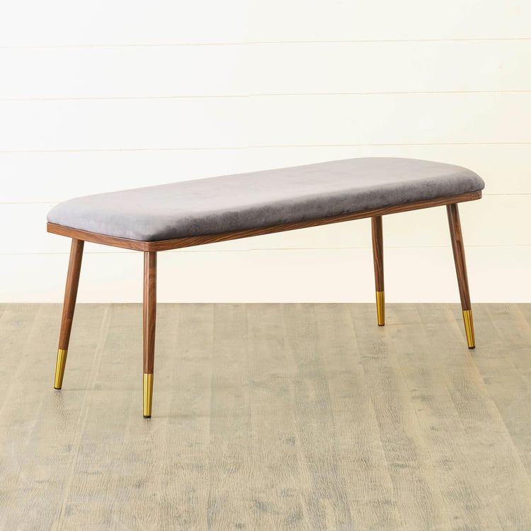 Noir Velvet Dining Bench - Grey