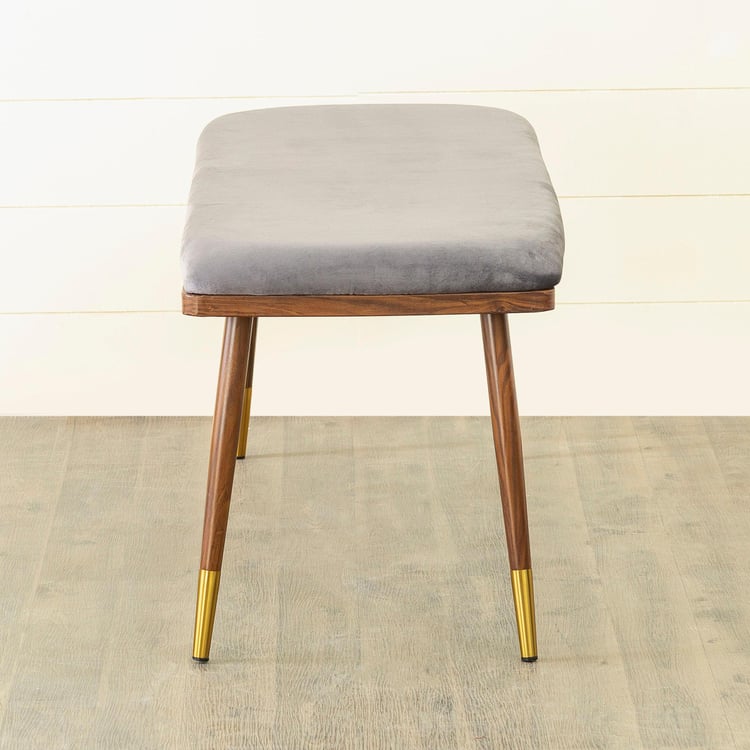 Noir Velvet Dining Bench - Grey