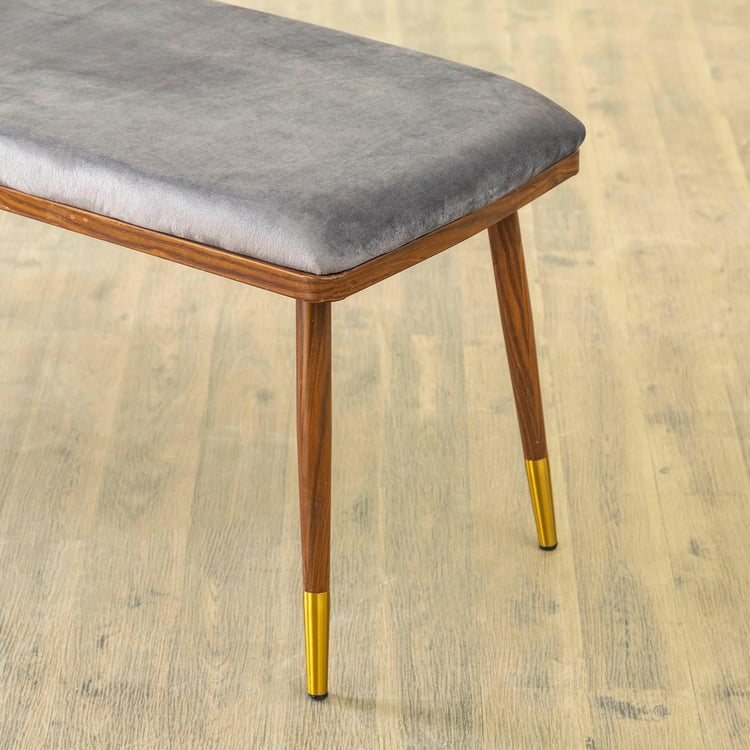 Noir Velvet Dining Bench - Grey