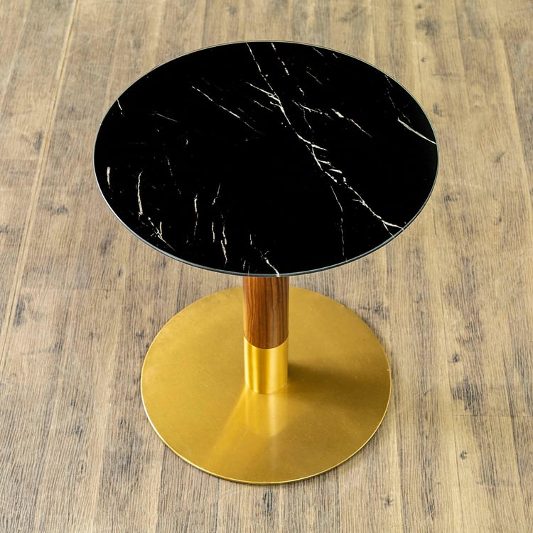 Noir Novelty Tempered Glass Top End Table - Black and Gold