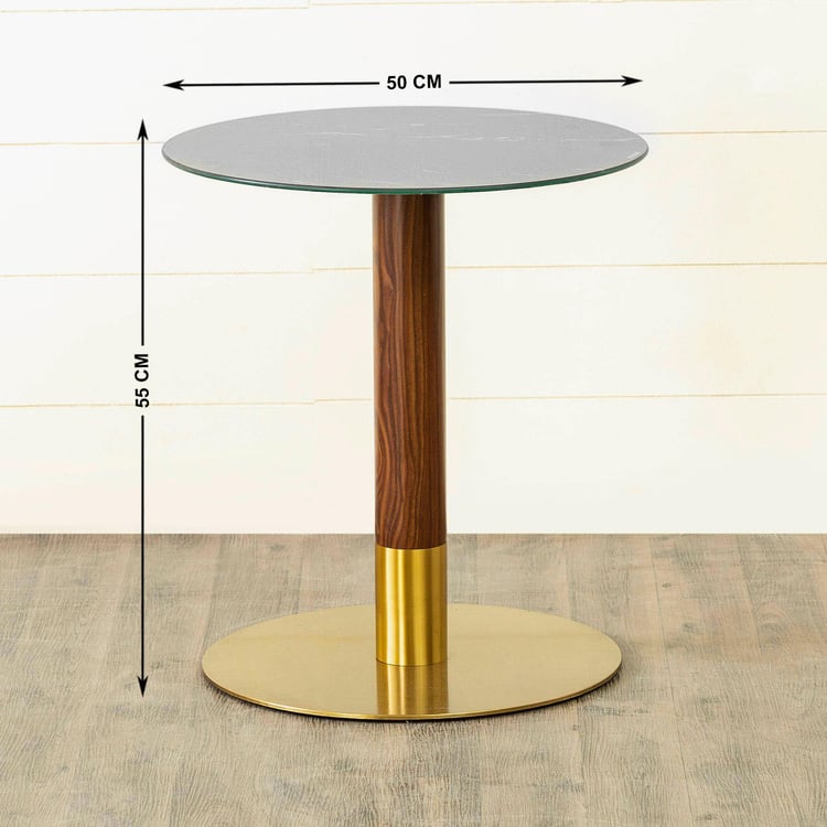 Noir Novelty Tempered Glass Top End Table - Black and Gold