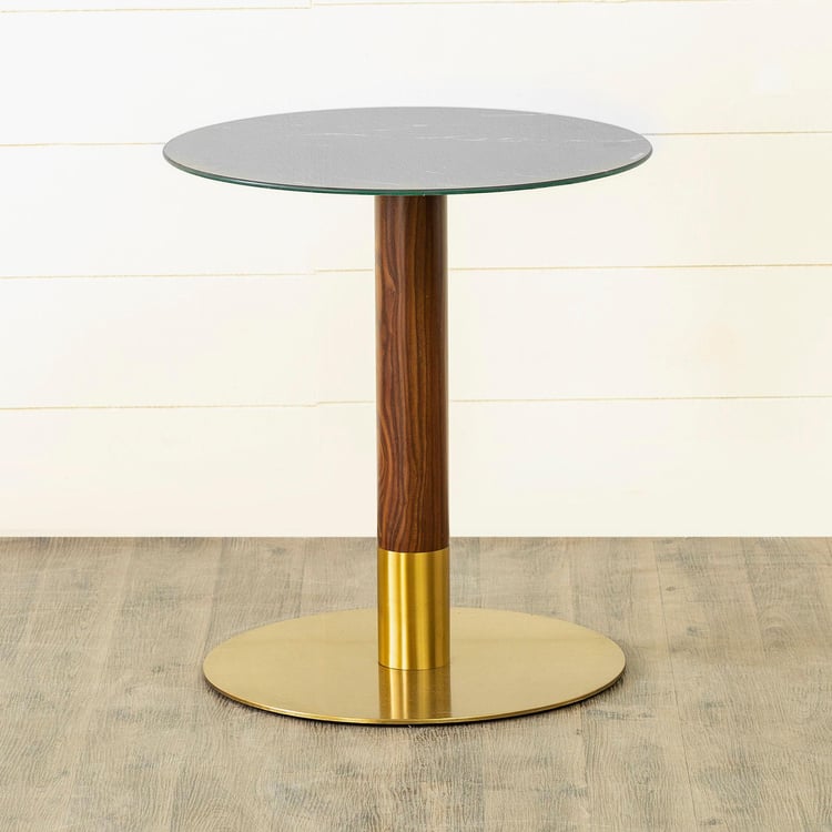 Noir Novelty Tempered Glass Top End Table - Black and Gold
