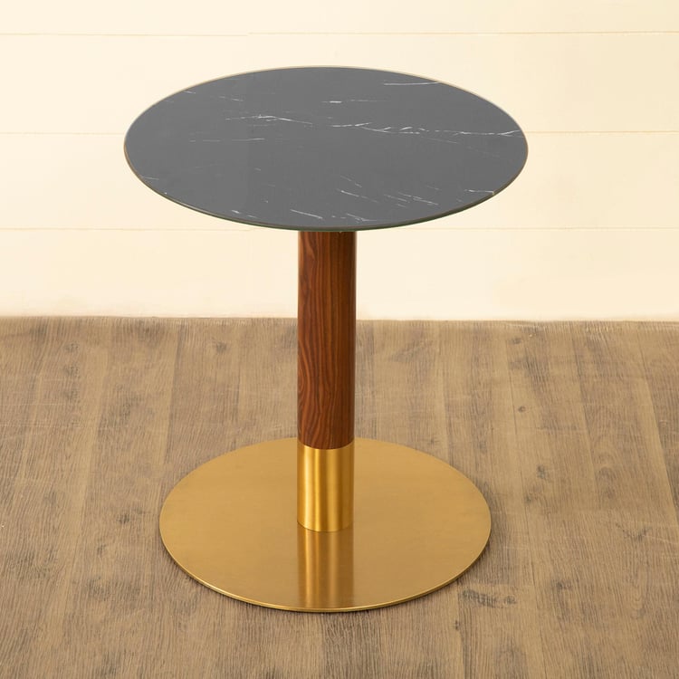 Noir Novelty Tempered Glass Top End Table - Black and Gold