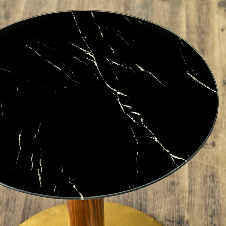 Noir Novelty Tempered Glass Top End Table - Black and Gold