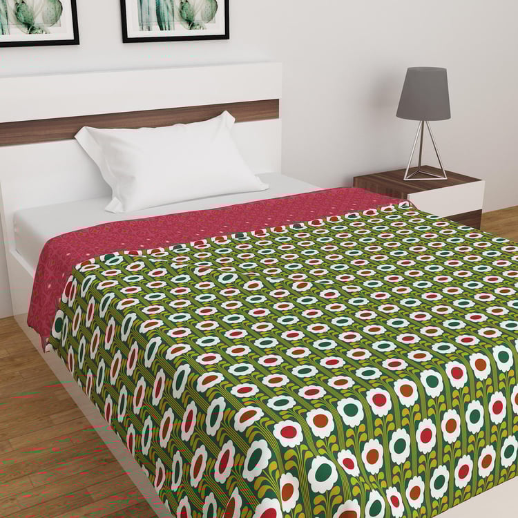 Vegas Flora Printed Single Bed Dohar- Set of 2- 135 x 200 cm
