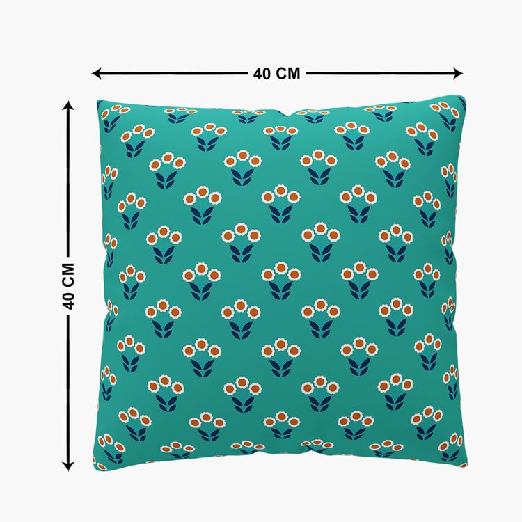 Vegas Meadow Teal Green Printed Cushion Cover- Set of 5- 40 x 40 cm