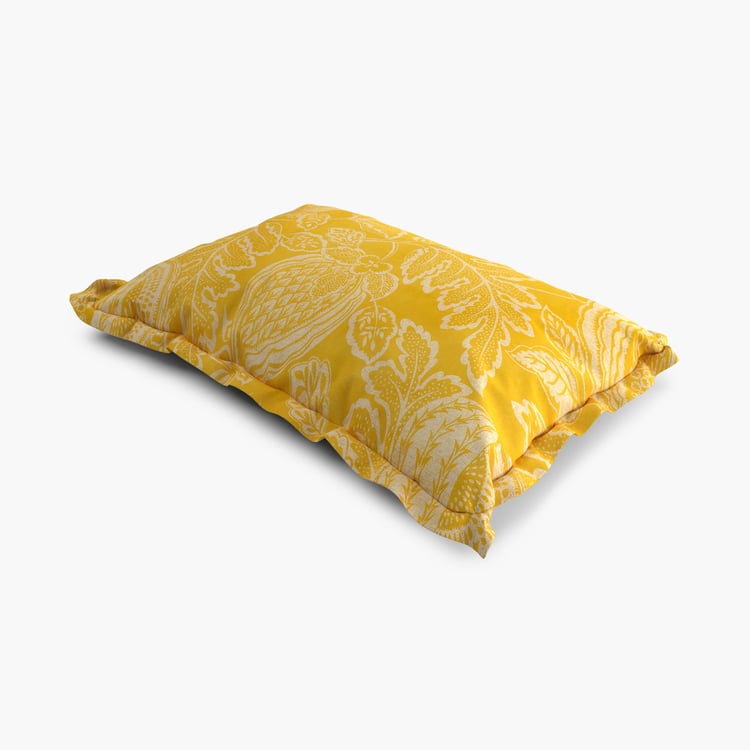Healthy Living Yellow Printed Cotton Pillow Case Set - 45x70cm - Set Of 2
